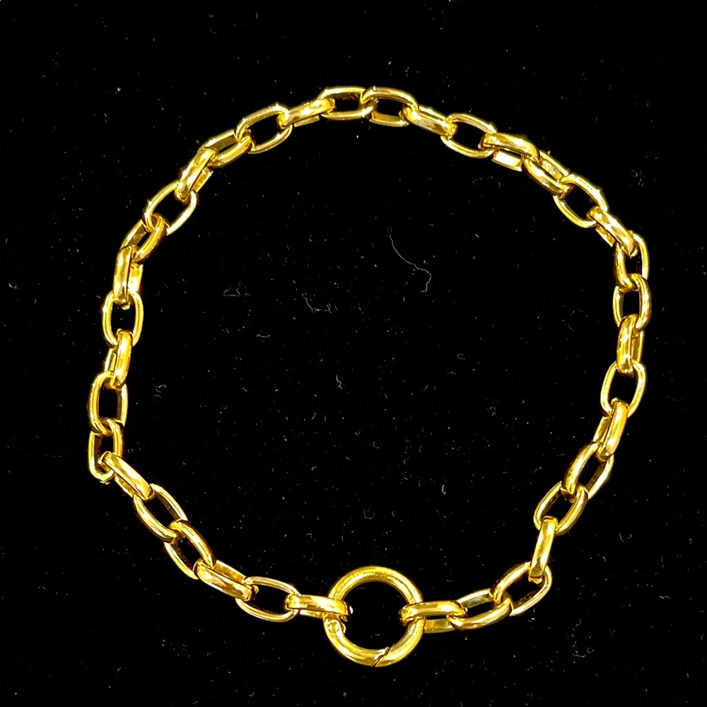 Gold large chain necklace with a carabiner ring